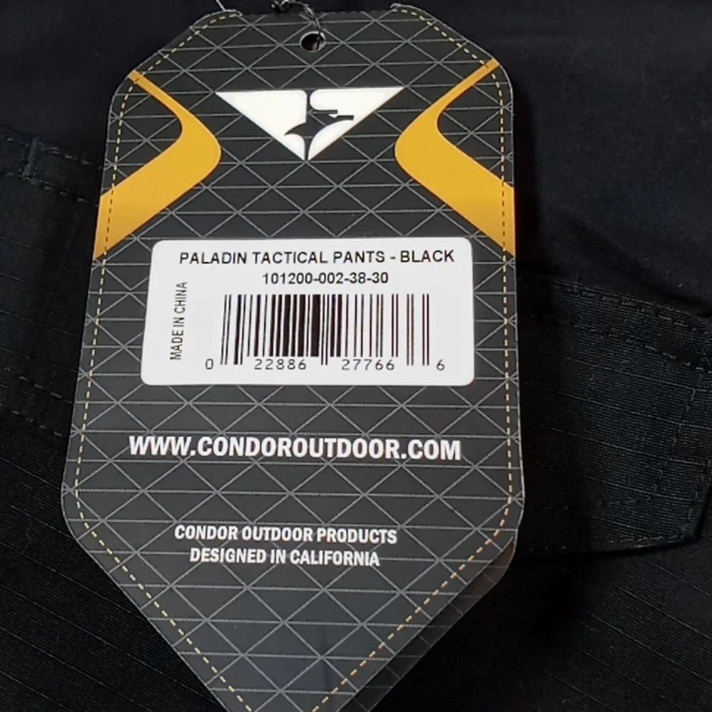Condor Paladin Tactical Pants Men's Size 38 x 30 Black NWT